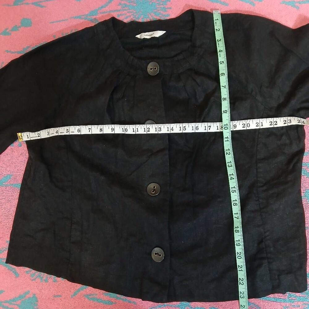 Cj banks womens xl linen jacket black spring summer lightweight 3/4 sleeve - Picture 4 of 9
